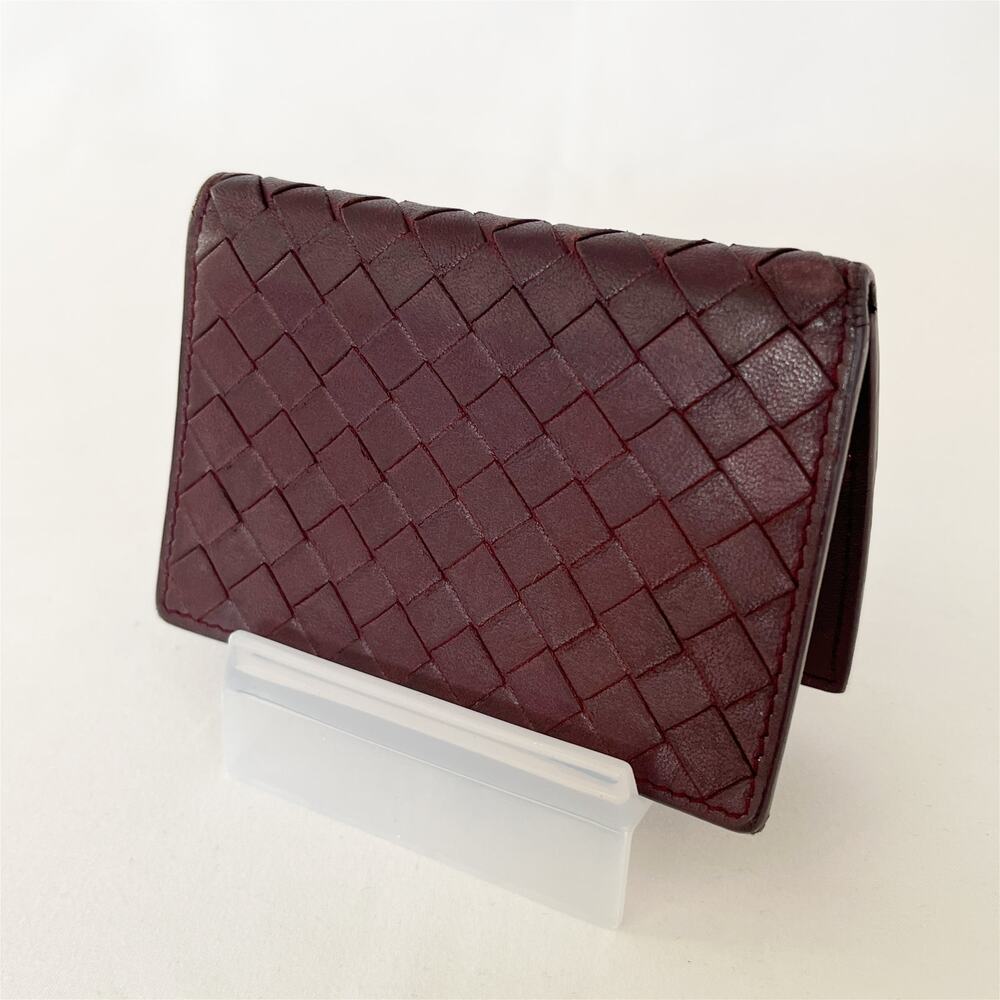BOTTEGA VENETA Nappa Intrecciato Card Holder ID Bordeaux
